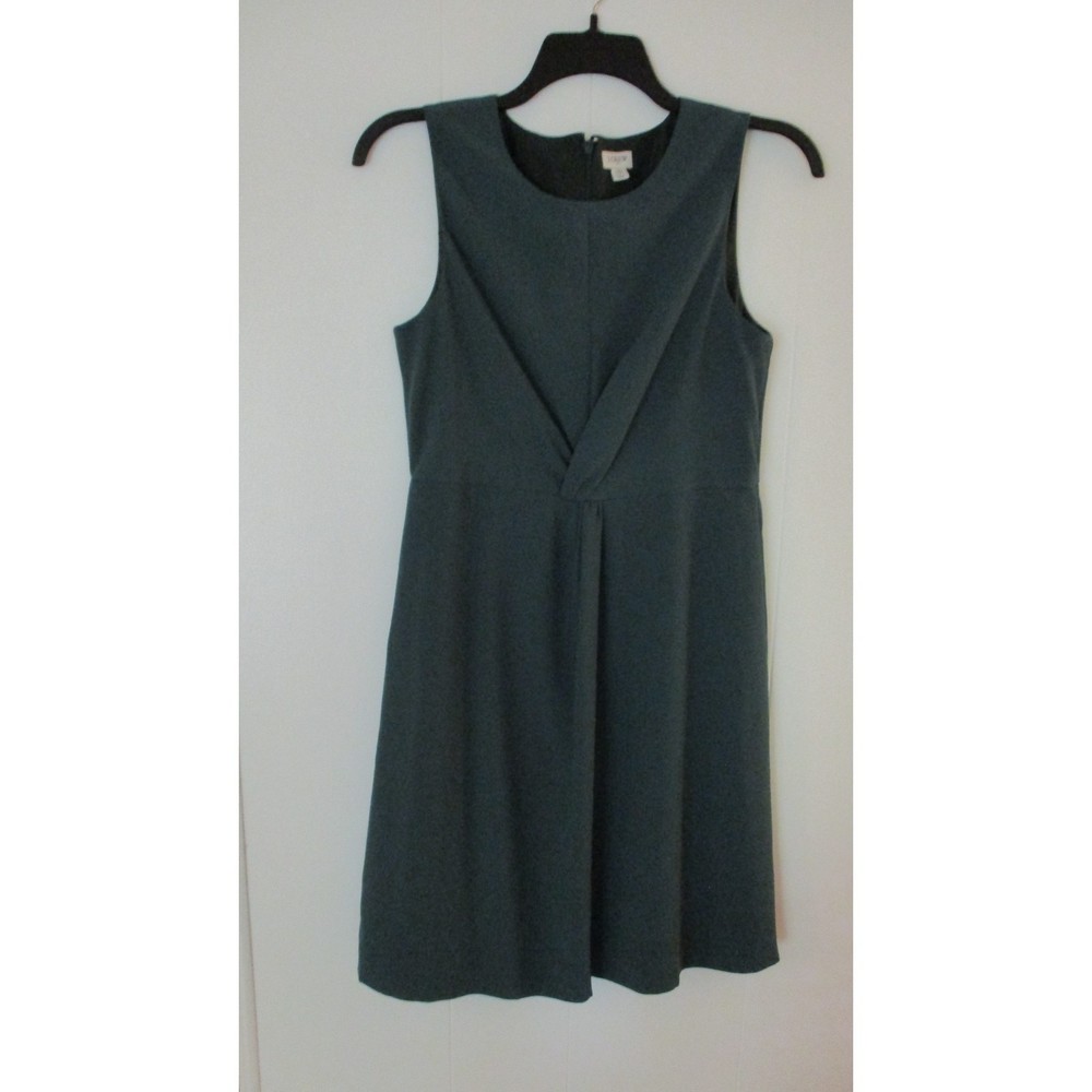 J. Crew Knot Front Green Sheath Dress Back Zip Fully Lined Knee Length Size 10
